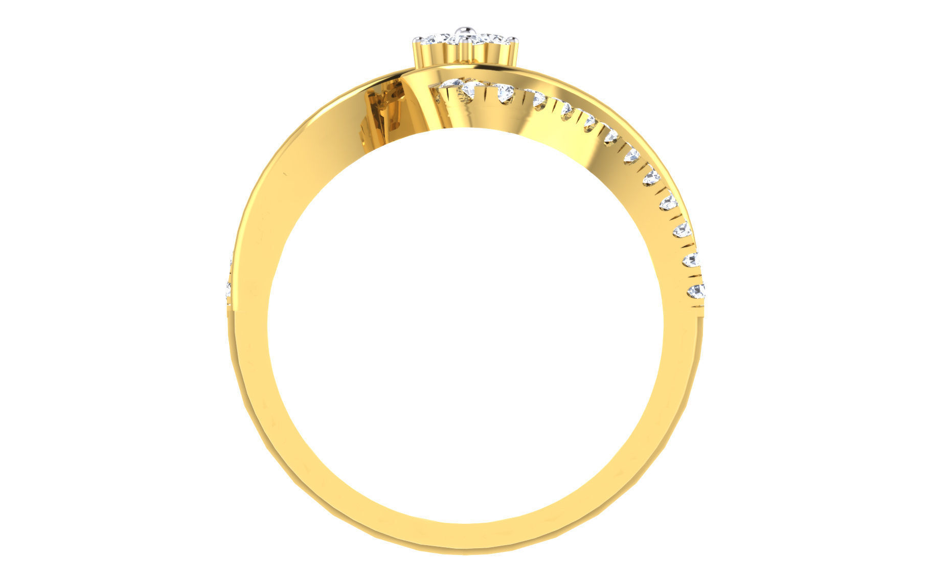 Light Weight Yellow Gold Diamond Ring -EZ R-161 3D print model_2