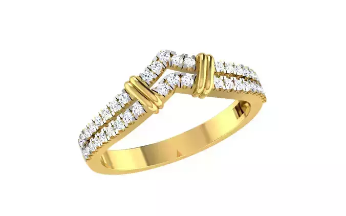Light Weight Yellow Gold Diamond Ring  -EZ R-162