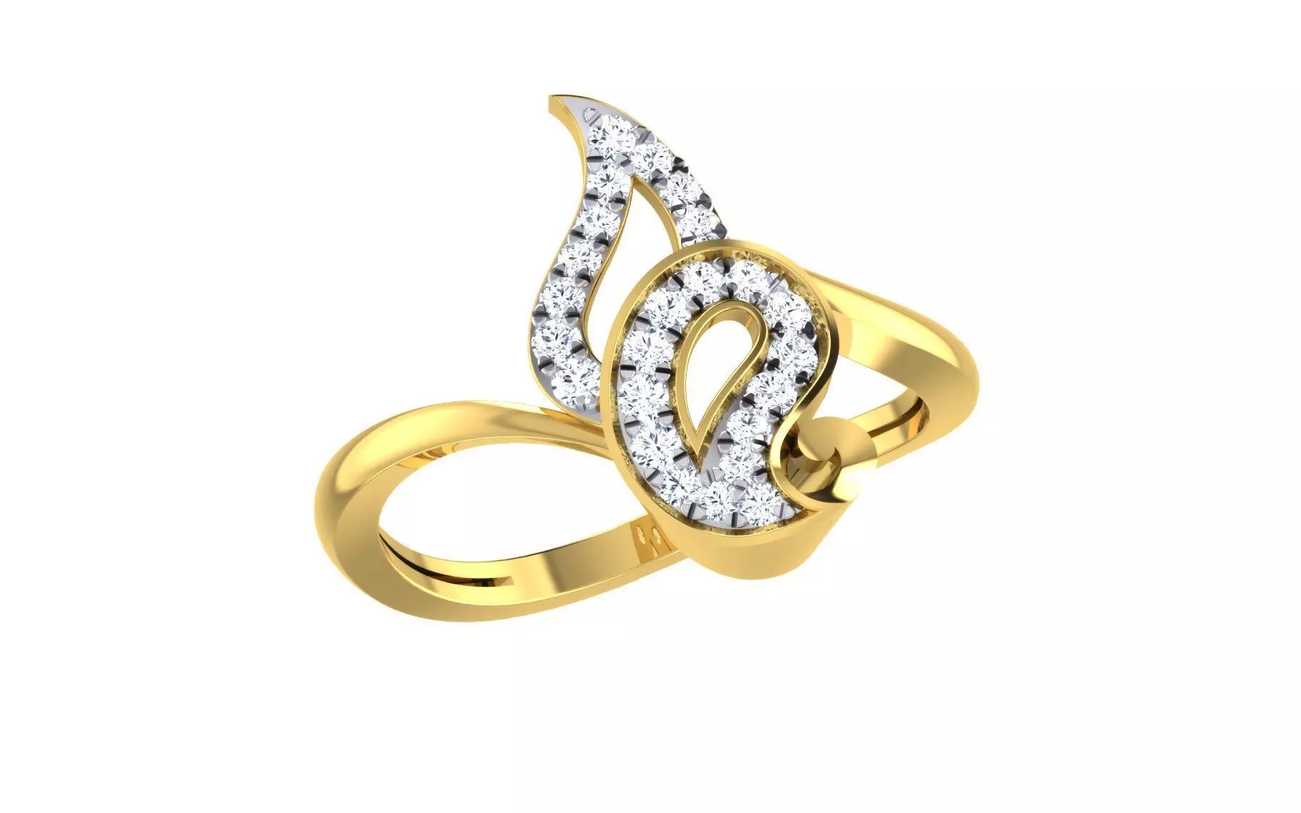 Light Weight Yellow Gold Diamond Ring -EZ R-164 3D print model