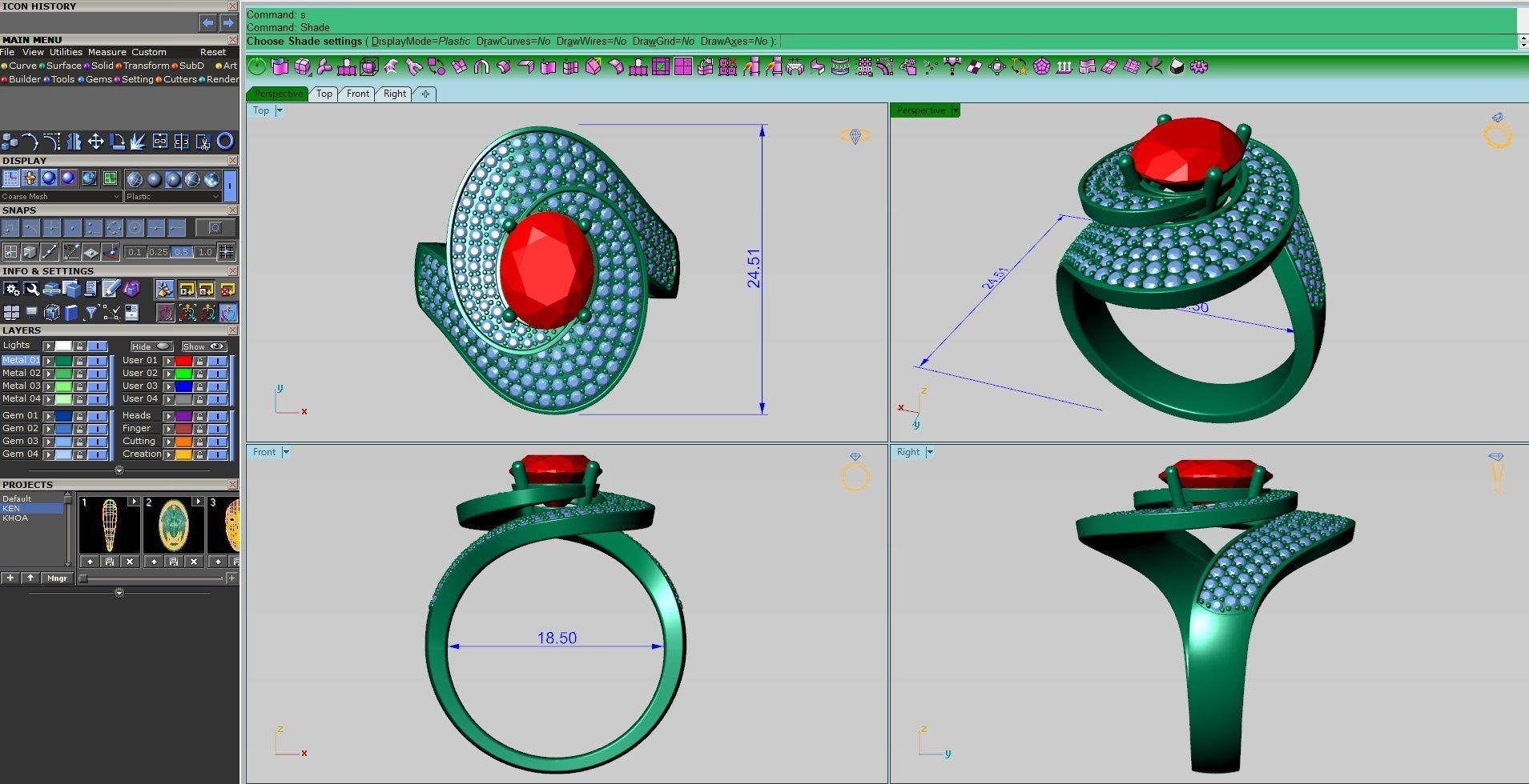 Diamond ring 3D print model_4