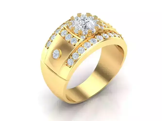 New Fashion Gold Diamond Mens Ring 1MR90