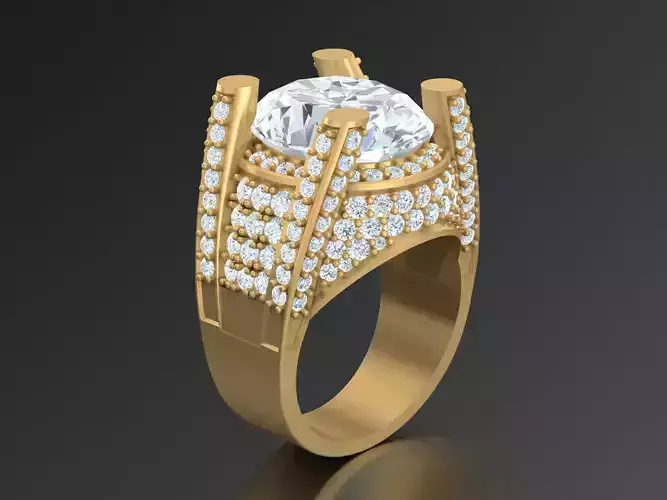 New Fashion Gold Diamond Mens Ring 1MR88
