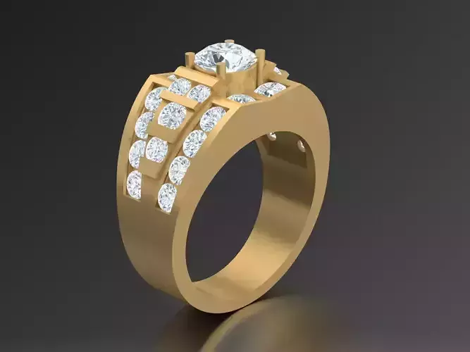 New Fashion Gold Diamond Mens Ring 1MR87