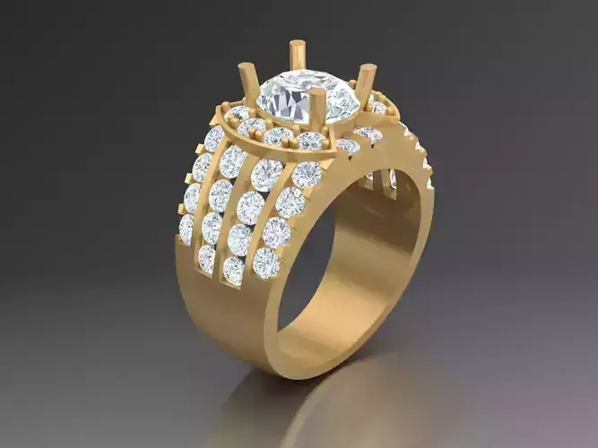 New Fashion Gold Diamond Mens Ring 1MR84