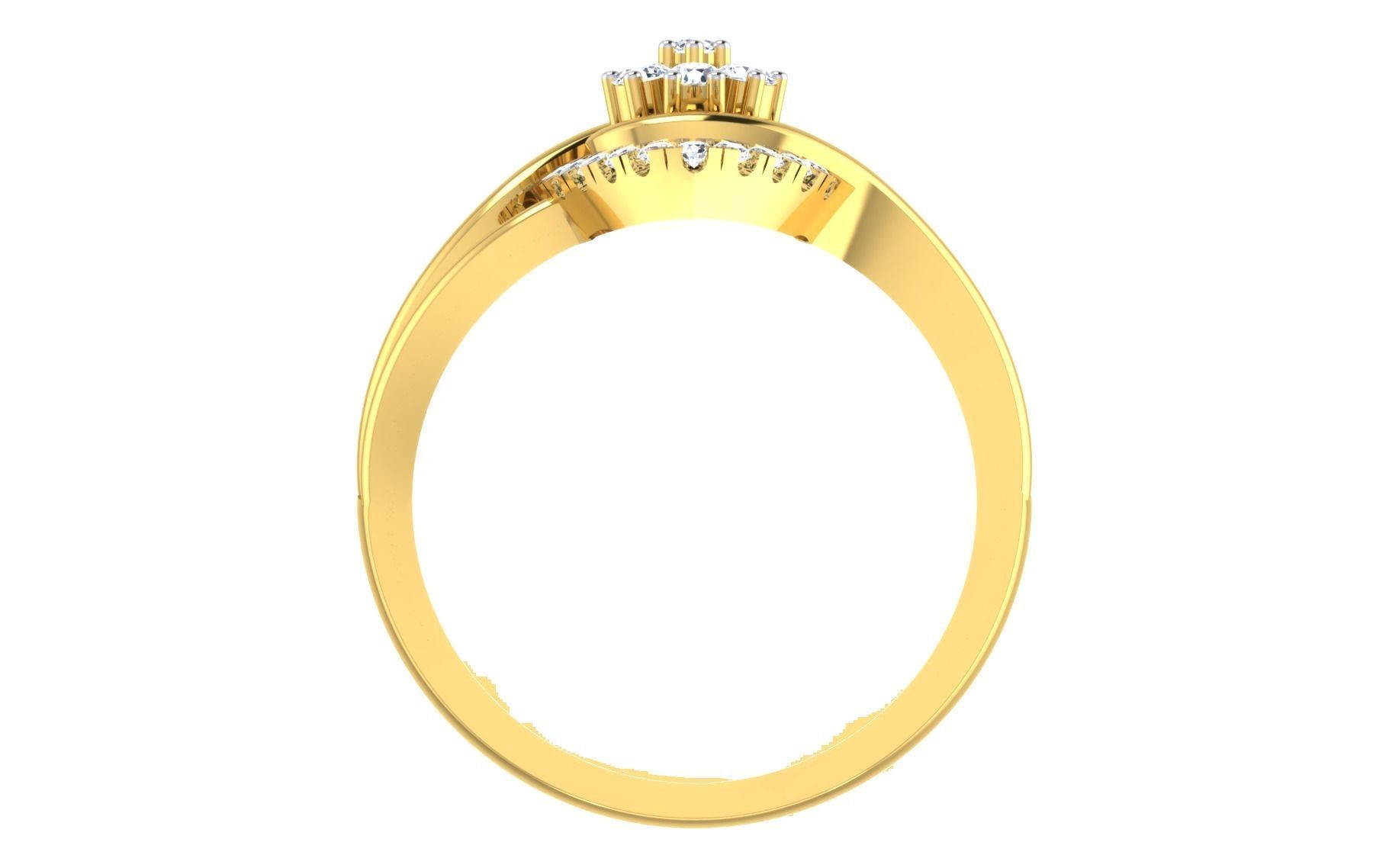 Light Weight Yellow Gold Diamond Ring -EZ R-172 3D print model_3