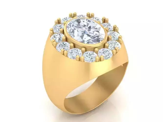 New Fashion Gold Diamond Mens Ring 1MR107