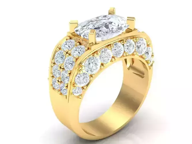 New Fashion Gold Diamond Mens Ring 1MR100 3D print model