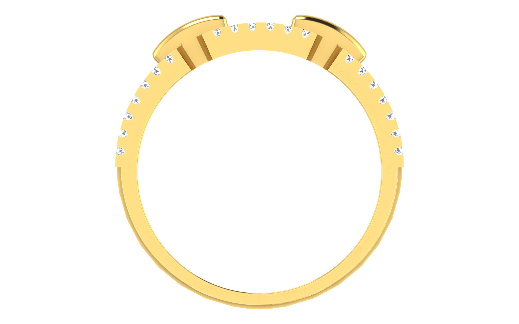 Light Weight Yellow Gold Diamond Ring -EZ R-175 3D print model_2