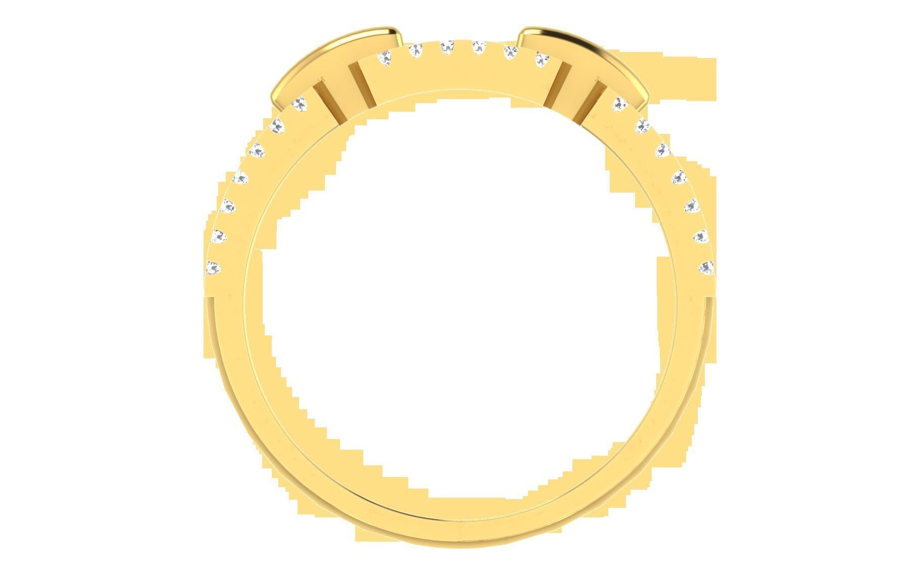 Light Weight Yellow Gold Diamond Ring -EZ R-175 3D print model_3
