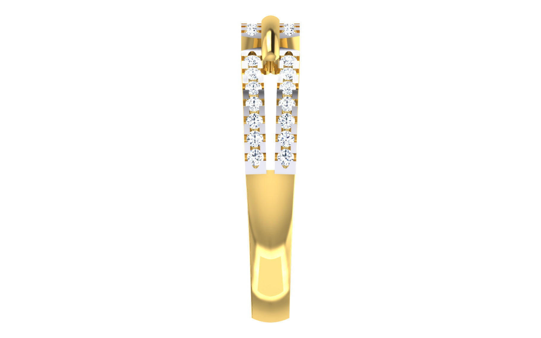 Light Weight Yellow Gold Diamond Ring -EZ R-175 3D print model_4