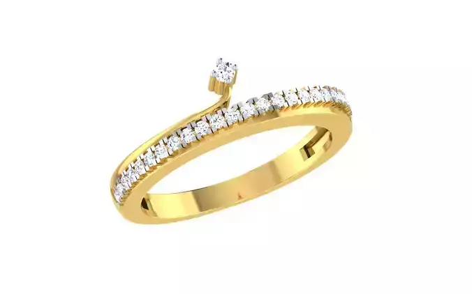 Light Weight Yellow Gold Diamond Ring  -EZ R-178