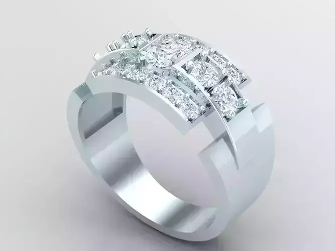 New Fashion Diamond Engagement Wedding Mens Ring 1MR127 3D print model