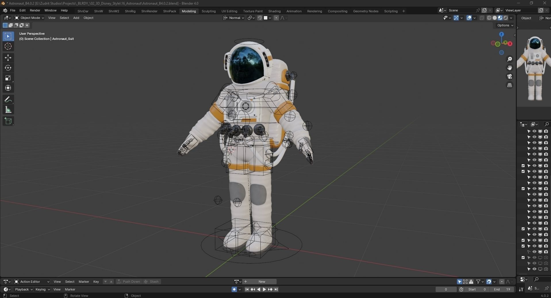 Cartoon Man Astronaut Spacesuit Cosmonaut Low-poly 3D model_8