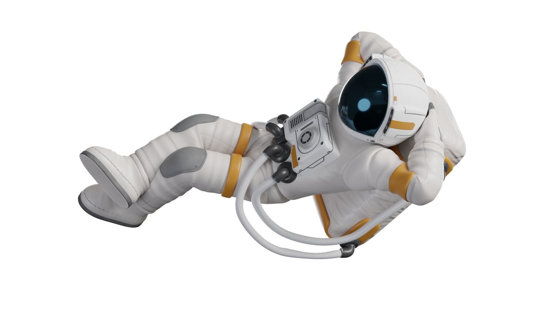 Cartoon Man Astronaut Spacesuit Cosmonaut Low-poly 3D model_17