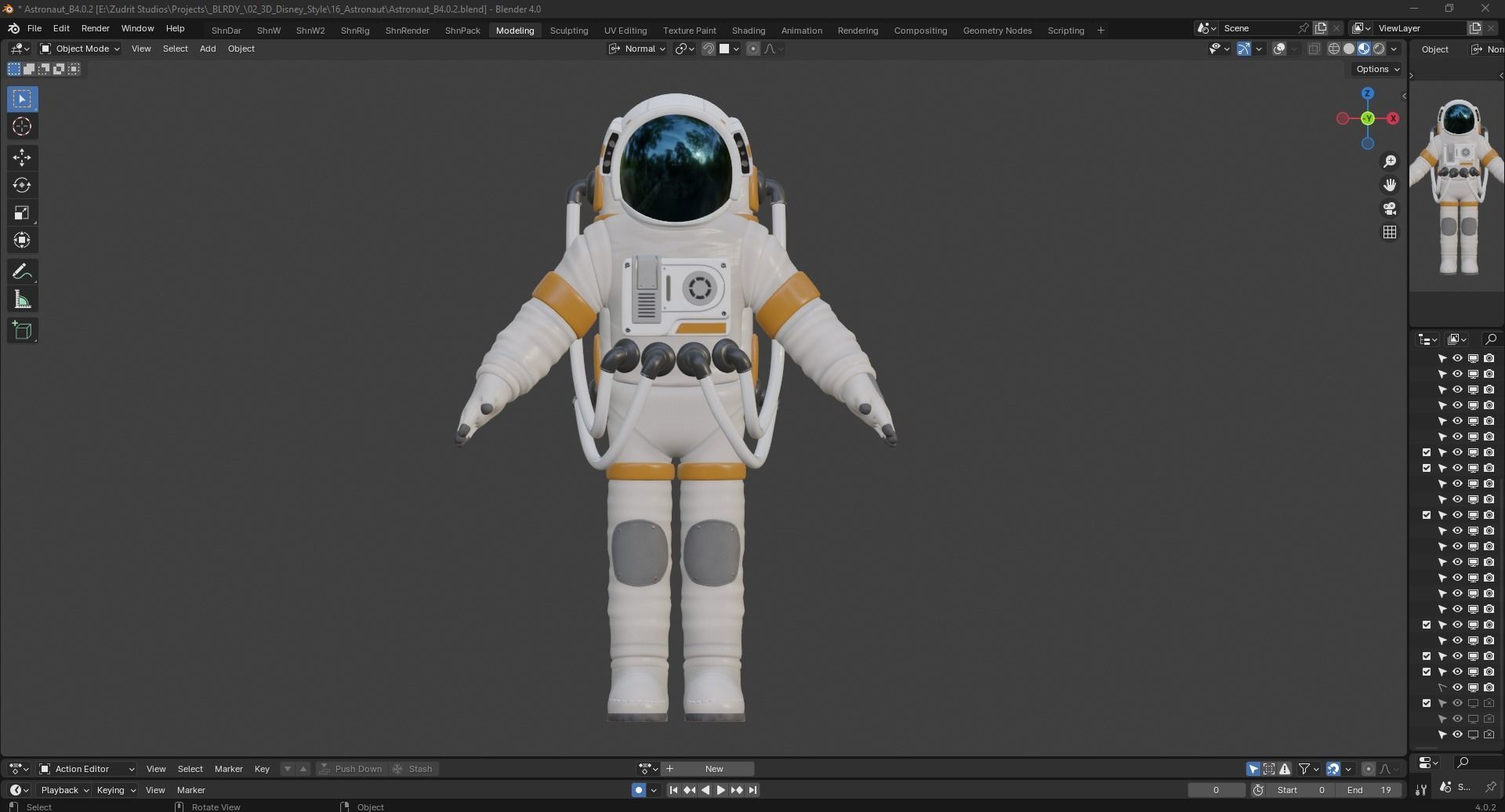 Cartoon Man Astronaut Spacesuit Cosmonaut Low-poly 3D model_10