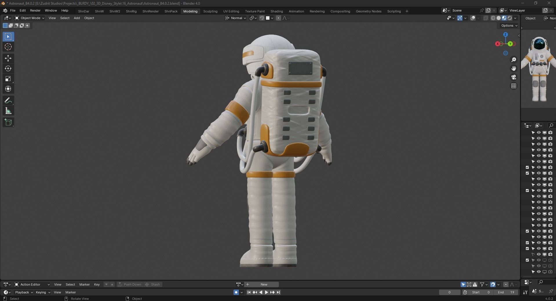Cartoon Man Astronaut Spacesuit Cosmonaut Low-poly 3D model_15