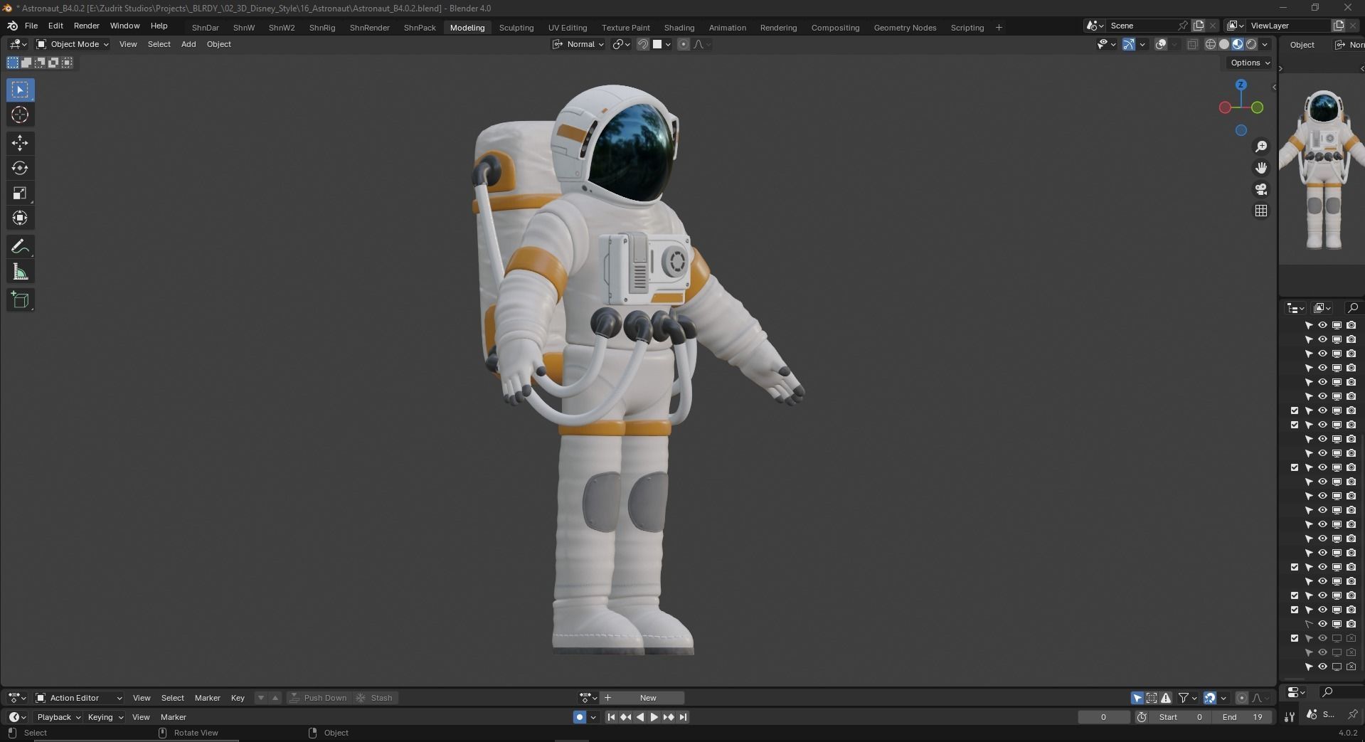 Cartoon Man Astronaut Spacesuit Cosmonaut Low-poly 3D model_16