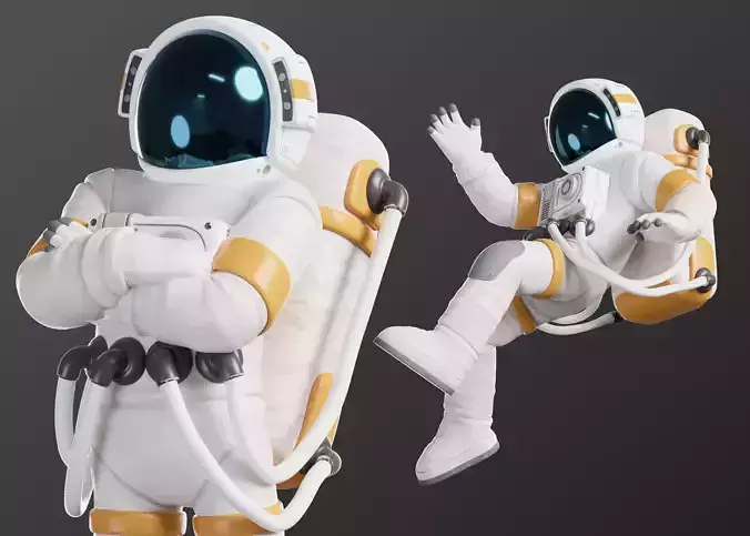 Cartoon Man Astronaut Spacesuit Cosmonaut Low-poly 3D model