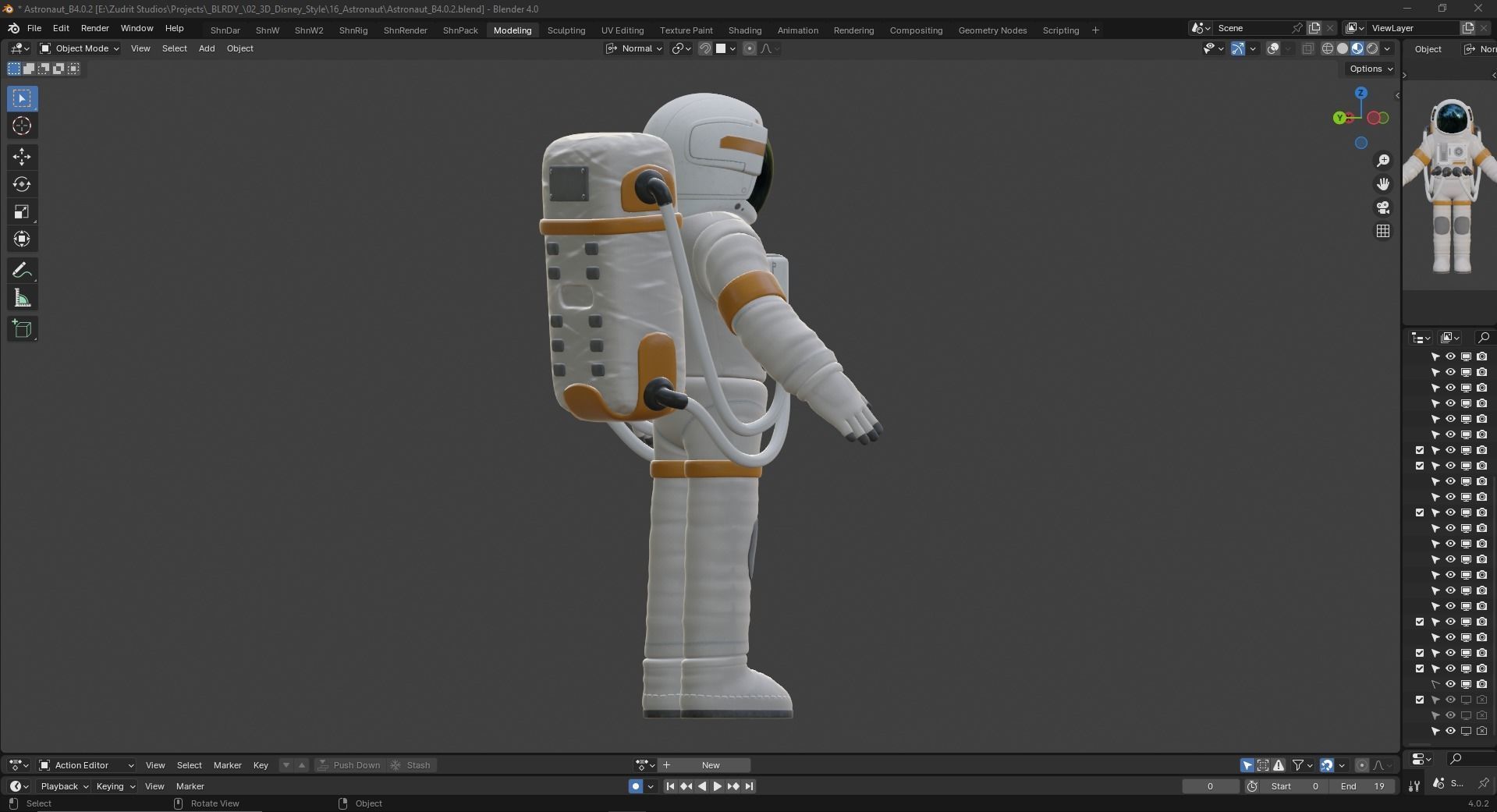 Cartoon Man Astronaut Spacesuit Cosmonaut Low-poly 3D model_12