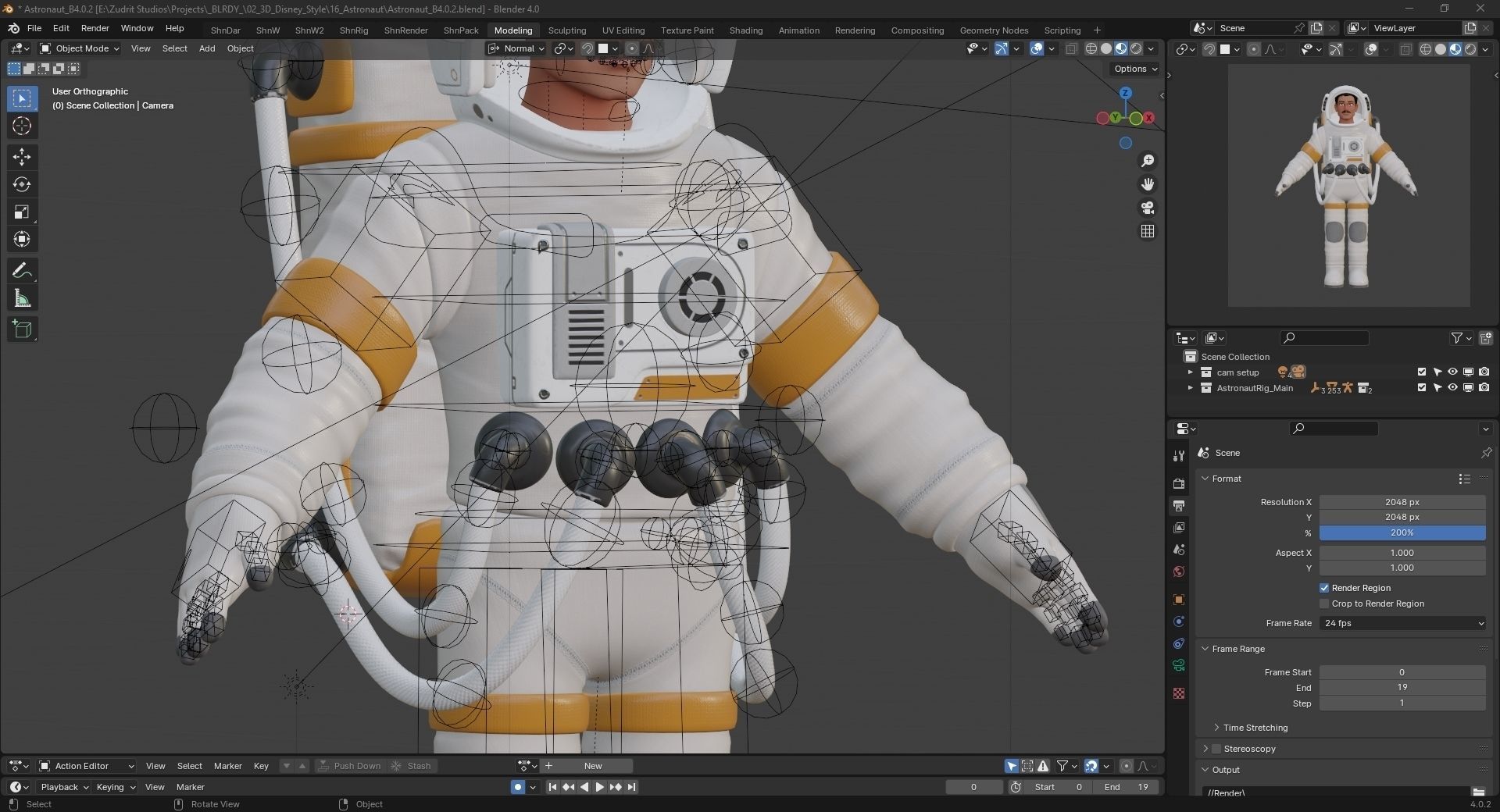 Cartoon Man Astronaut Spacesuit Cosmonaut Low-poly 3D model_24