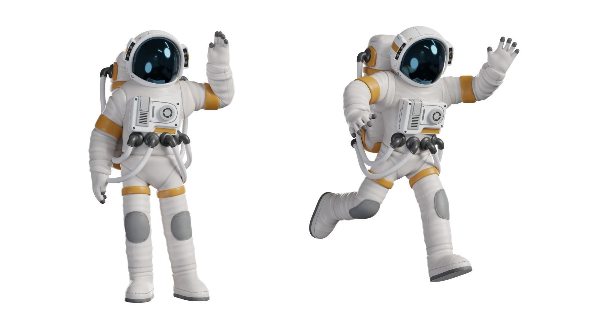 Cartoon Man Astronaut Spacesuit Cosmonaut Low-poly 3D model_6