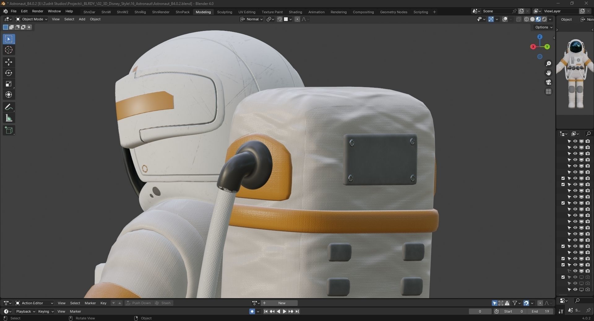 Cartoon Man Astronaut Spacesuit Cosmonaut Low-poly 3D model_19