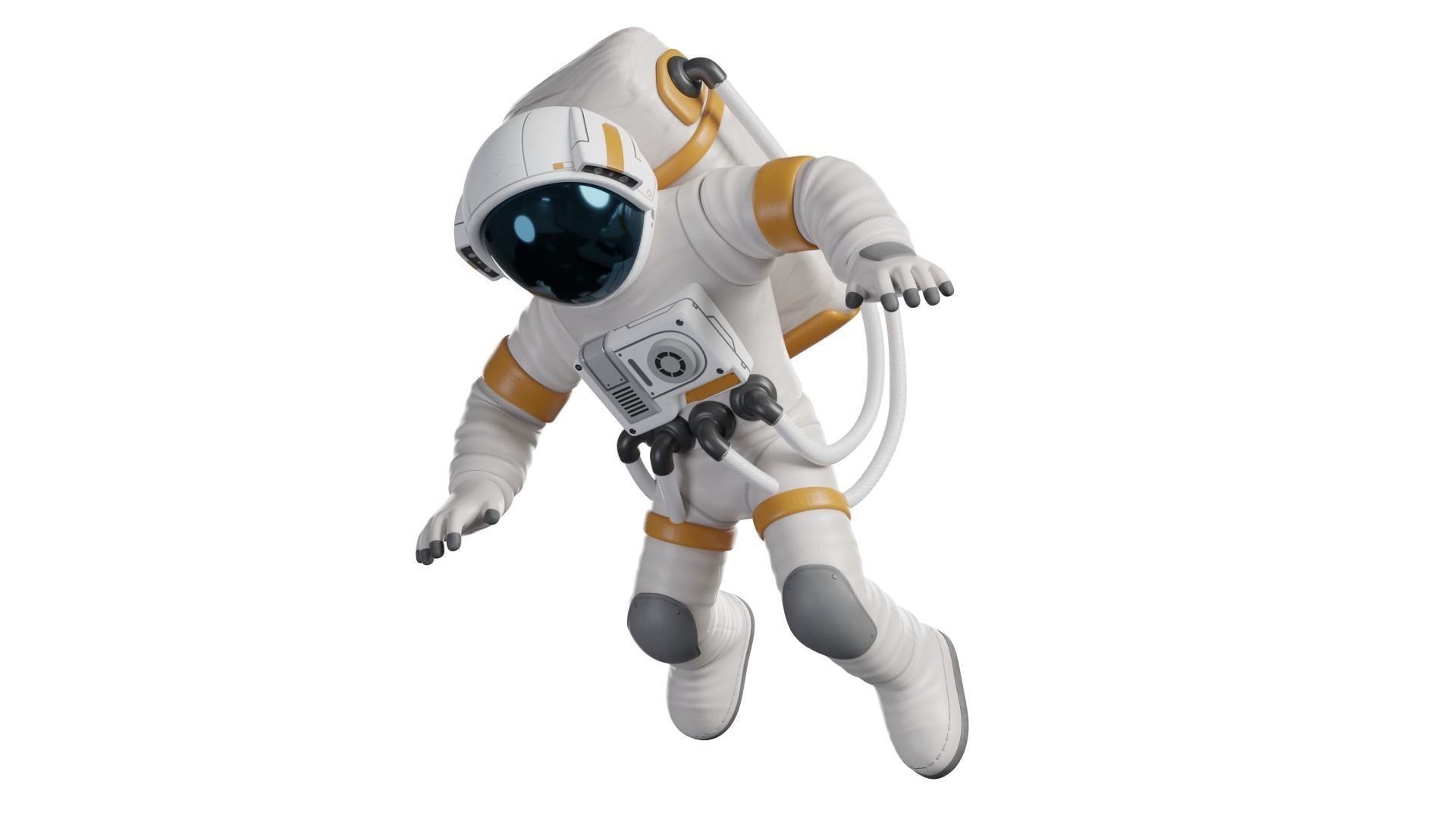 Cartoon Man Astronaut Spacesuit Cosmonaut Low-poly 3D model_22