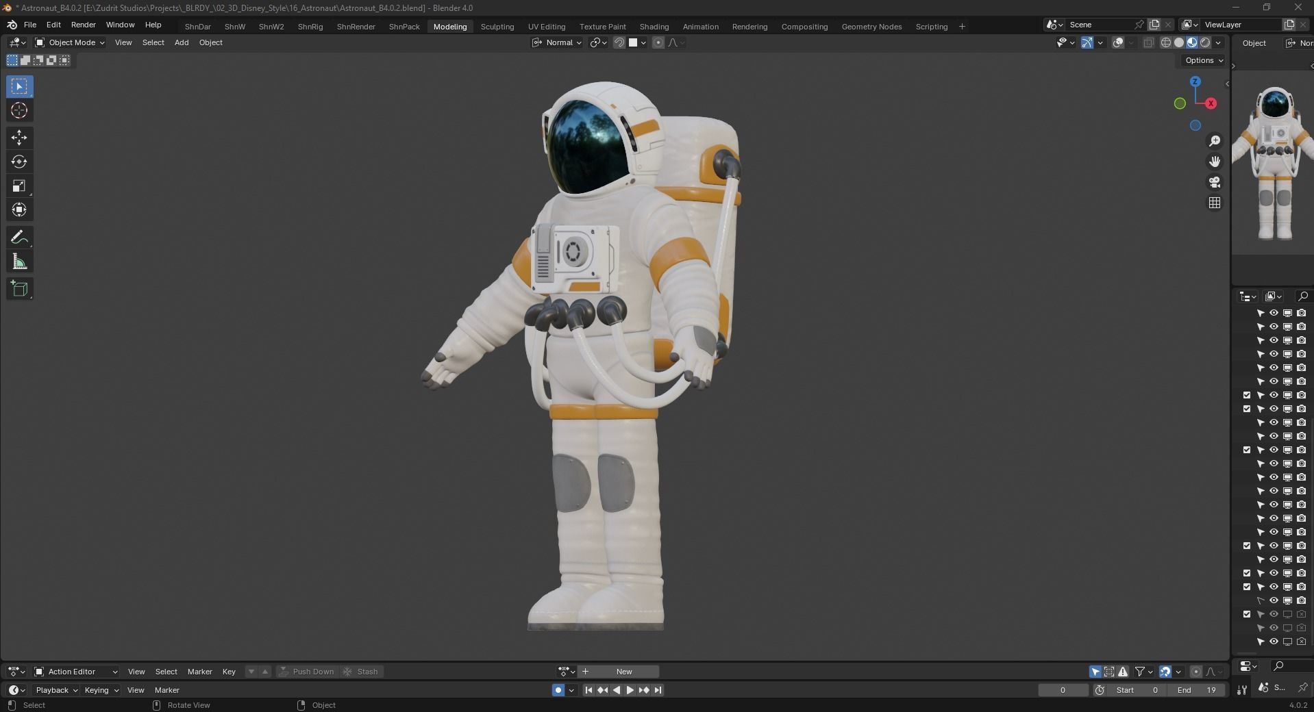 Cartoon Man Astronaut Spacesuit Cosmonaut Low-poly 3D model_11