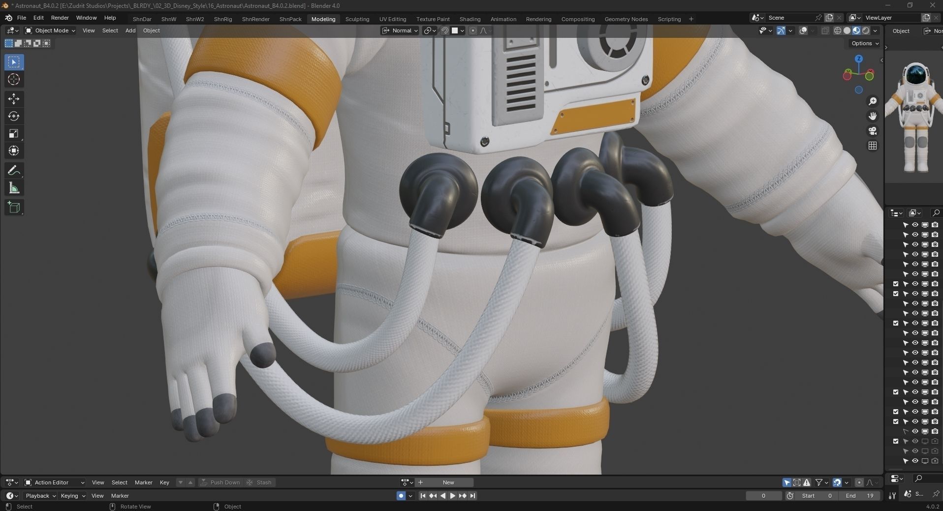 Cartoon Man Astronaut Spacesuit Cosmonaut Low-poly 3D model_20