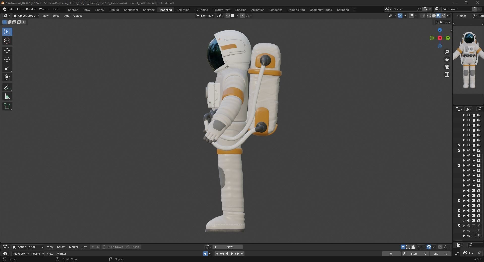 Cartoon Man Astronaut Spacesuit Cosmonaut Low-poly 3D model_13