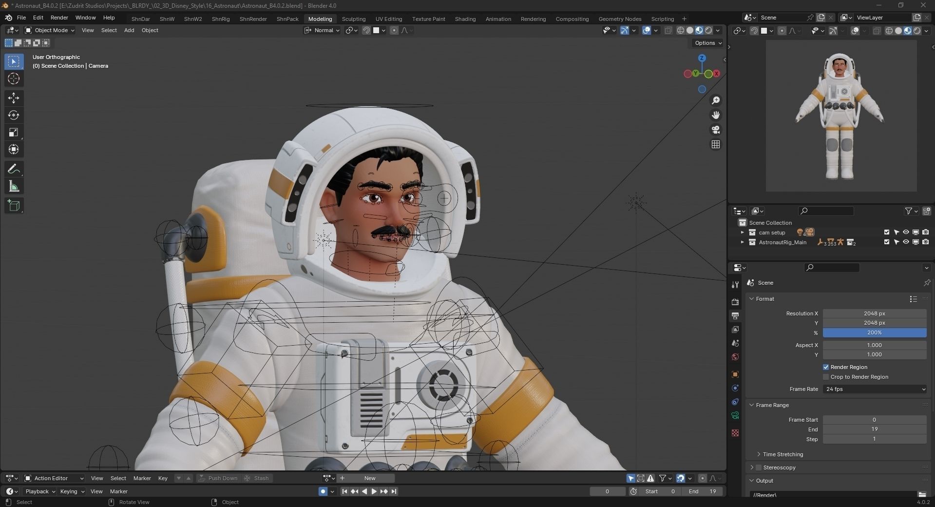 Cartoon Man Astronaut Spacesuit Cosmonaut Low-poly 3D model_23