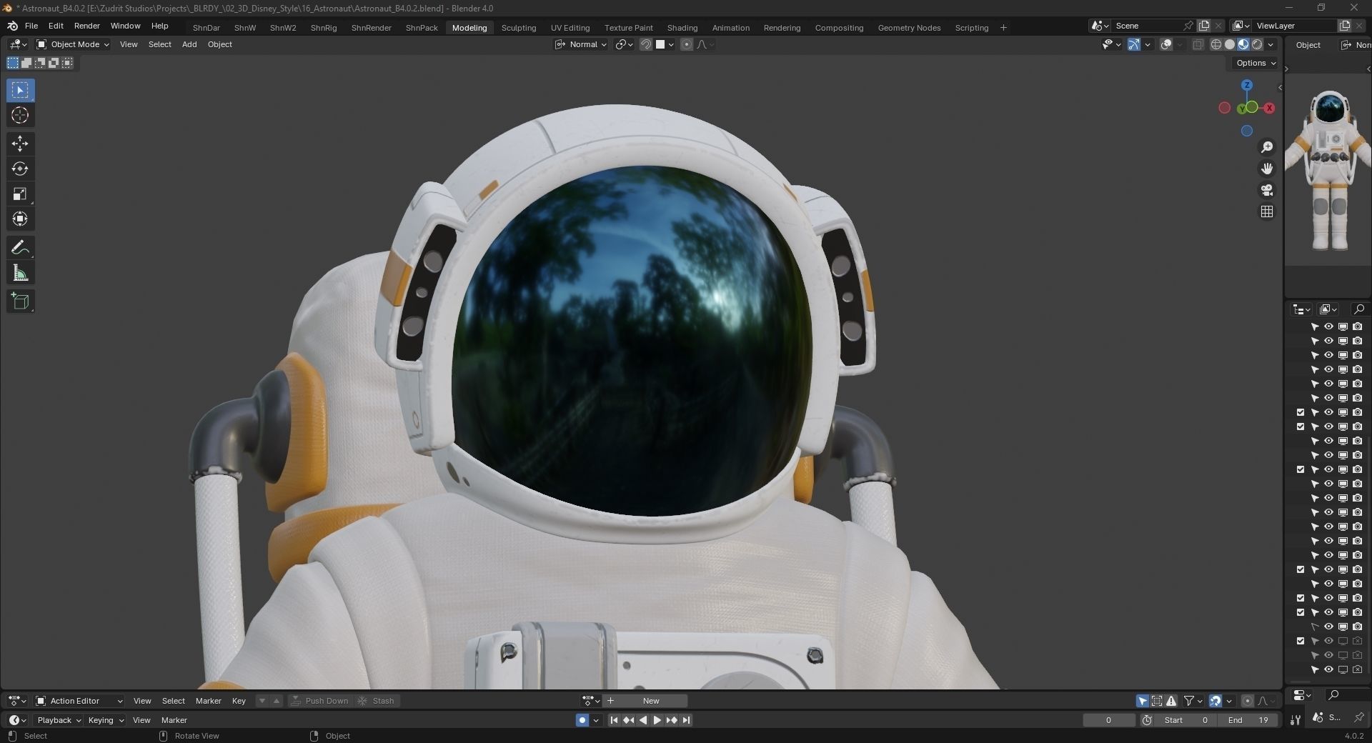 Cartoon Man Astronaut Spacesuit Cosmonaut Low-poly 3D model_18