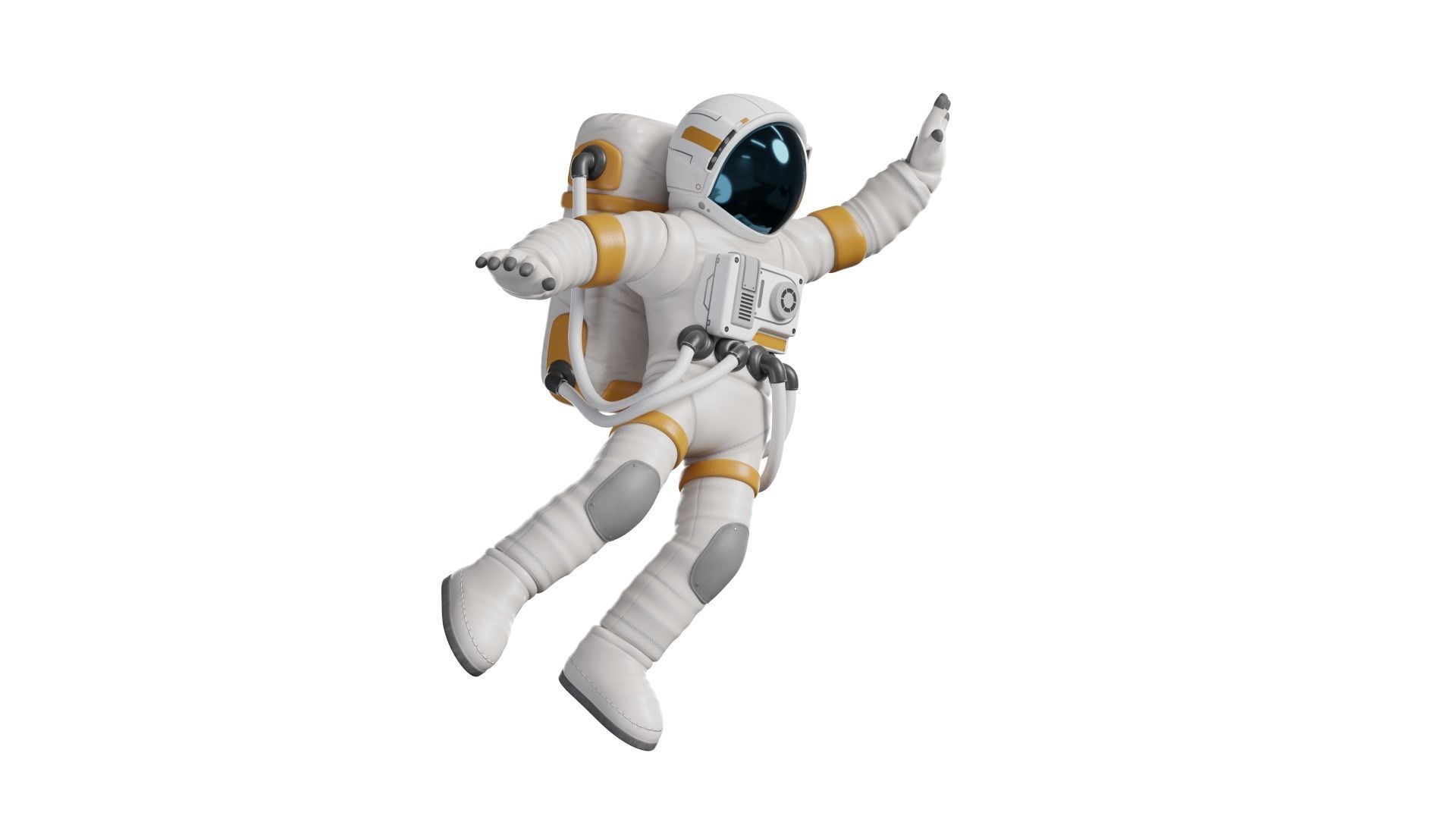 Cartoon Man Astronaut Spacesuit Cosmonaut Low-poly 3D model_9