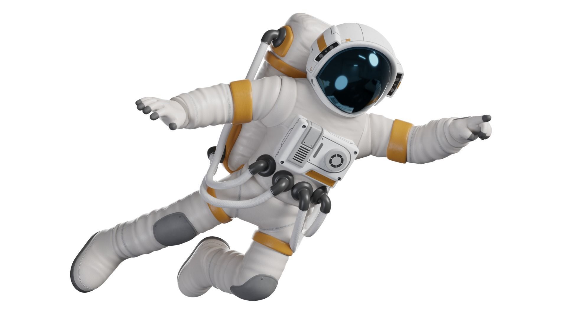 Cartoon Man Astronaut Spacesuit Cosmonaut Low-poly 3D model_28