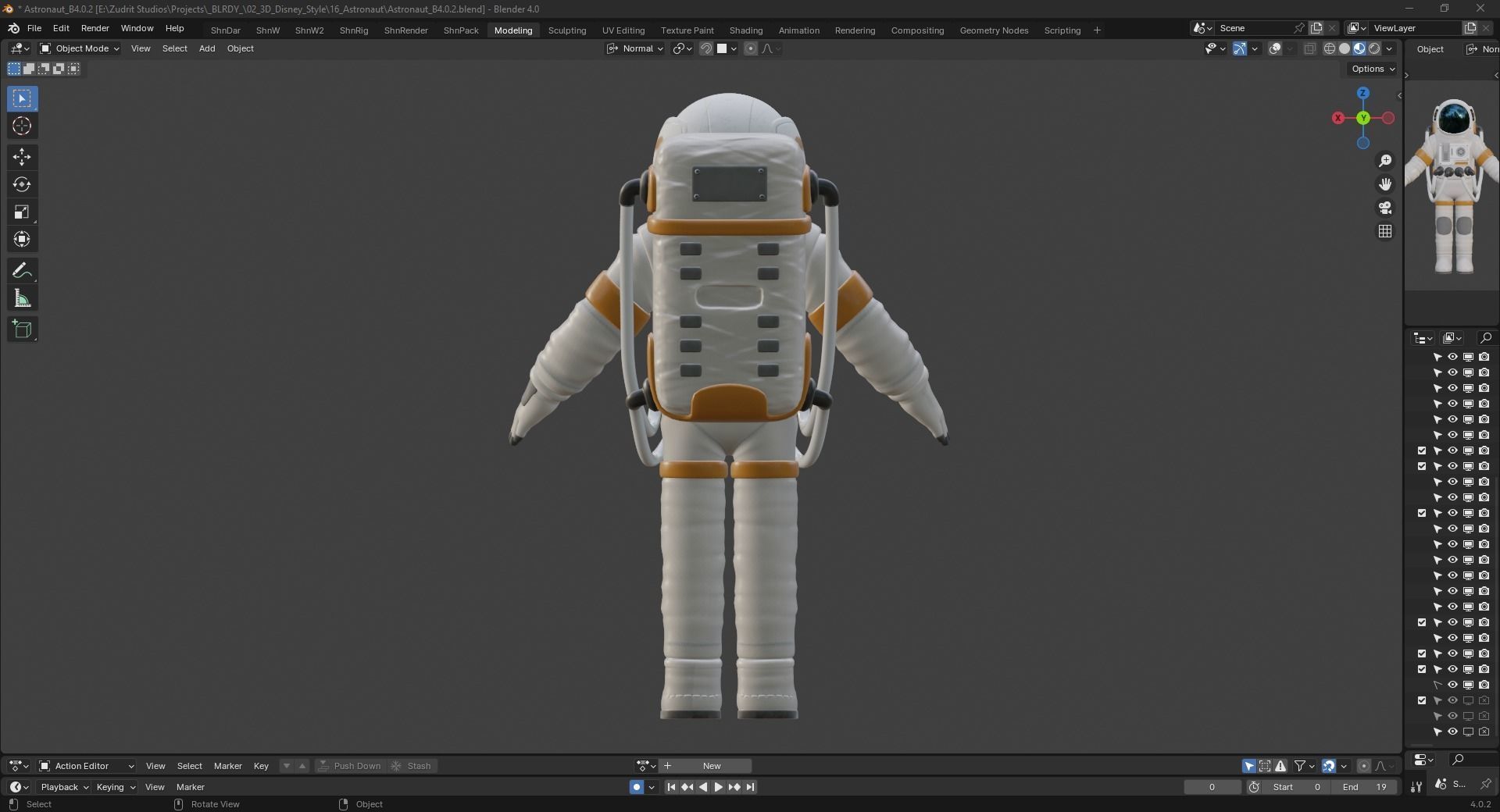 Cartoon Man Astronaut Spacesuit Cosmonaut Low-poly 3D model_14