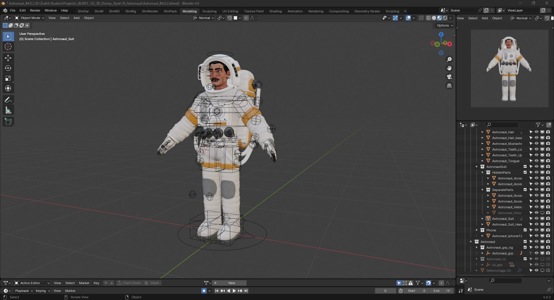 Cartoon Man Astronaut Spacesuit Cosmonaut Low-poly 3D model_7