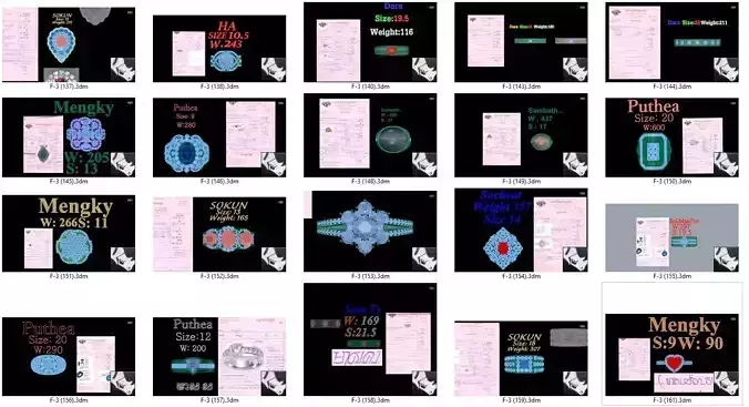 ring 20 pieces model rihone drawing 3 d rings ring