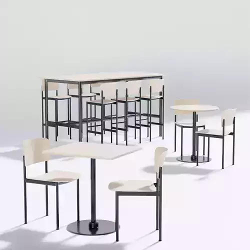 Fredericia Plan Tables and Chairs 3D Model Collection