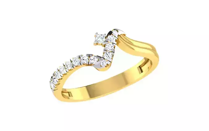 Light Weight Yellow Gold Diamond Ring  -EZ R-181