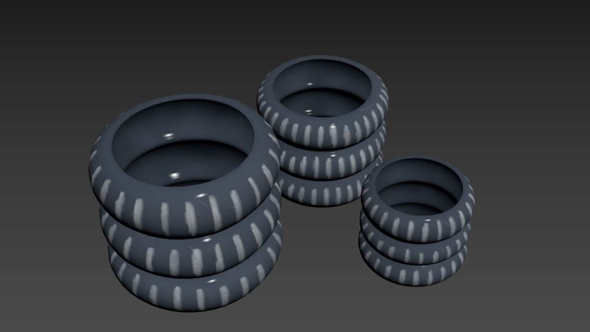 Aztec Grey White Vases 3D model_4