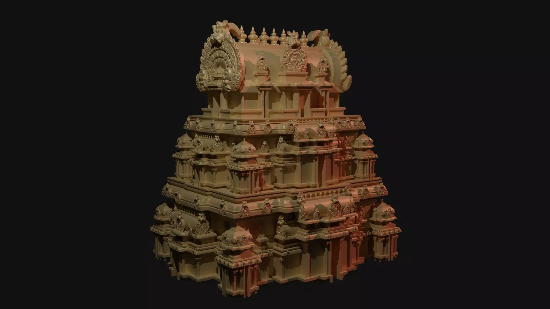 Kopuram-Indian Temple Structure 3D print model_0