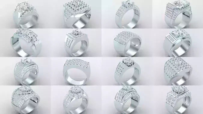50 Diamond Men Ring Engagment Album 3D Model Collection