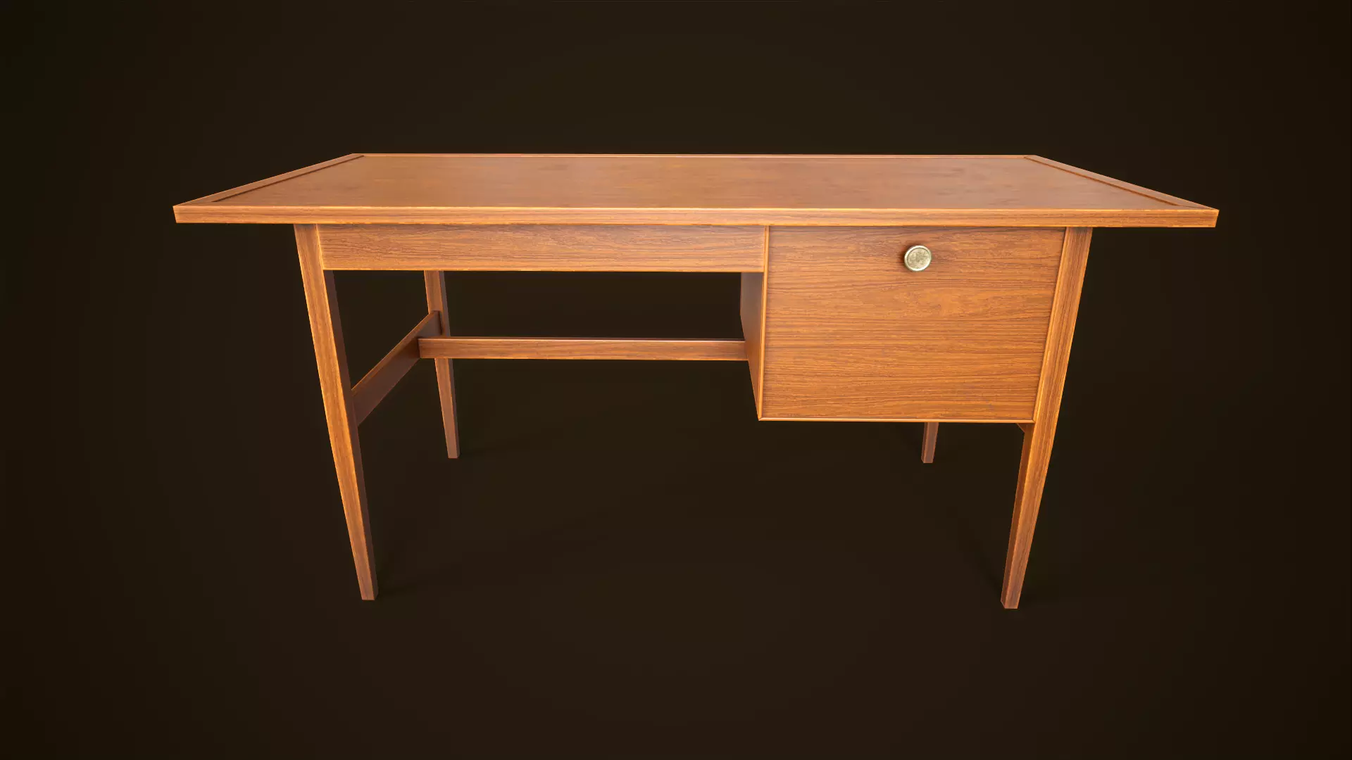 Retro office desk Low-poly 3D model