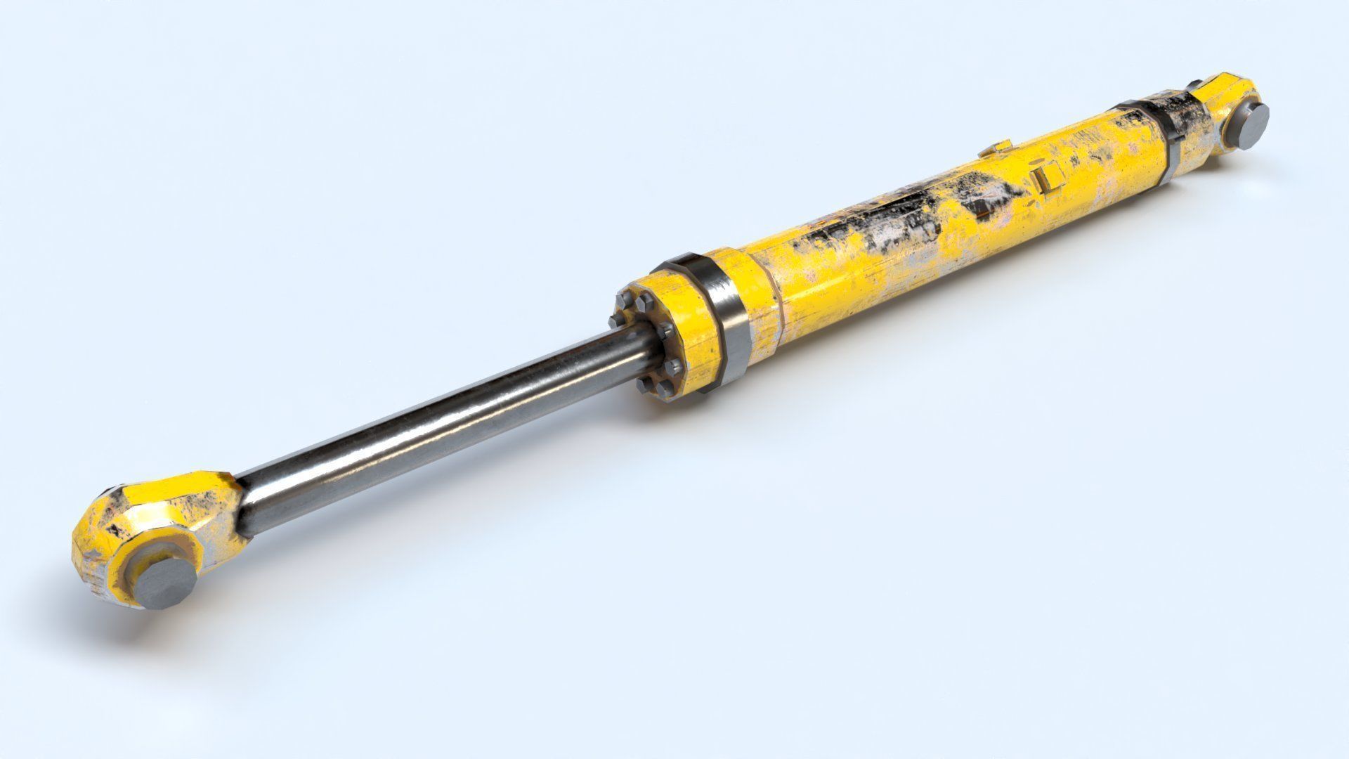 Rigged Hydraulic Cylinder Piston Low-poly 3D model_5