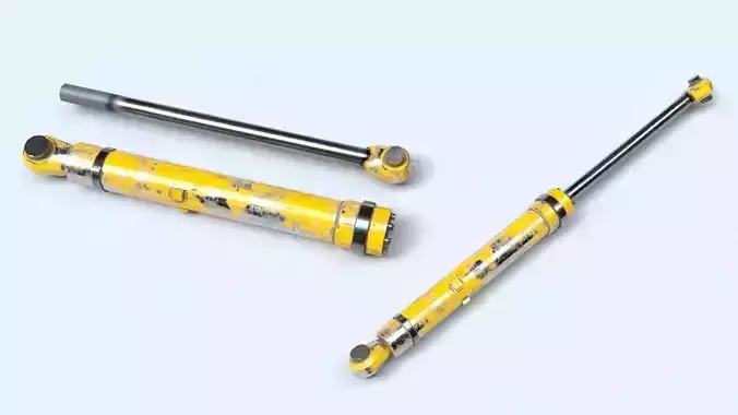 Rigged Hydraulic Cylinder Piston Low-poly 3D model