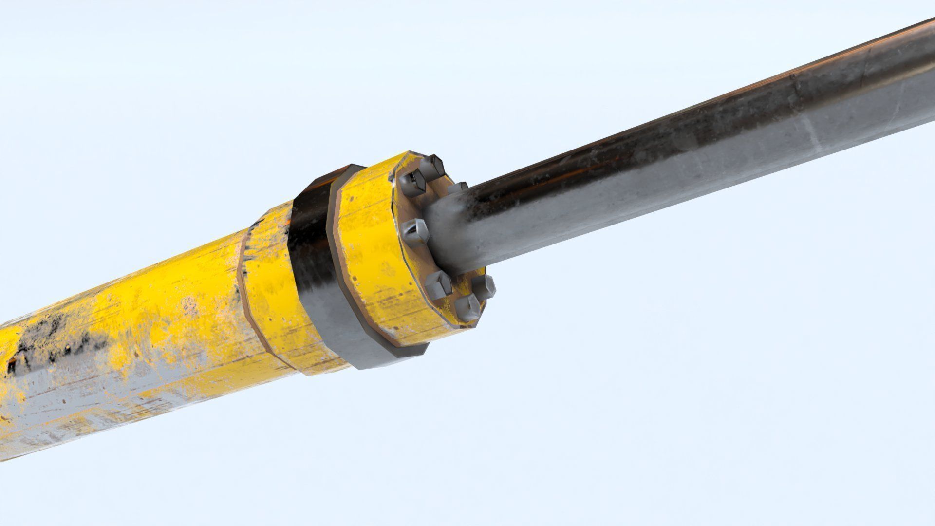 Rigged Hydraulic Cylinder Piston Low-poly 3D model_3