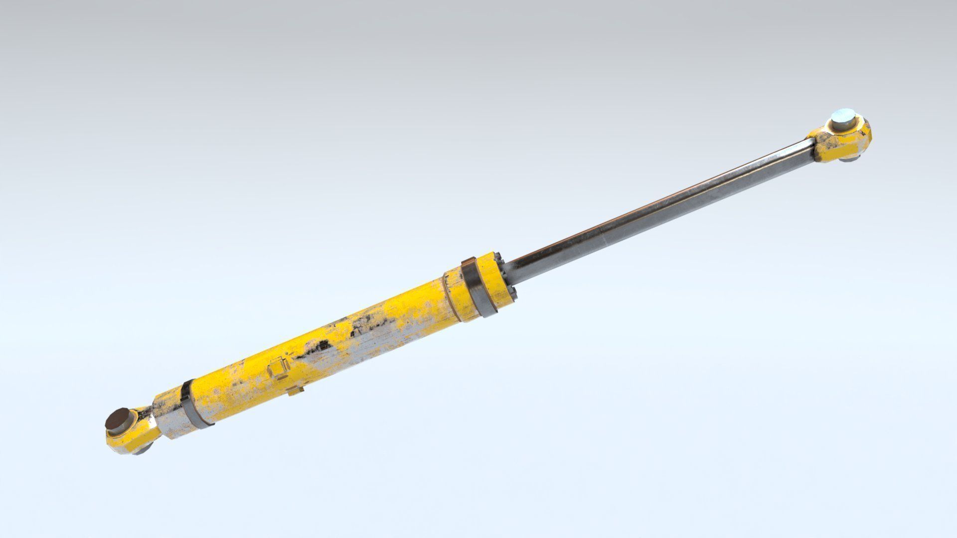 Rigged Hydraulic Cylinder Piston Low-poly 3D model_2
