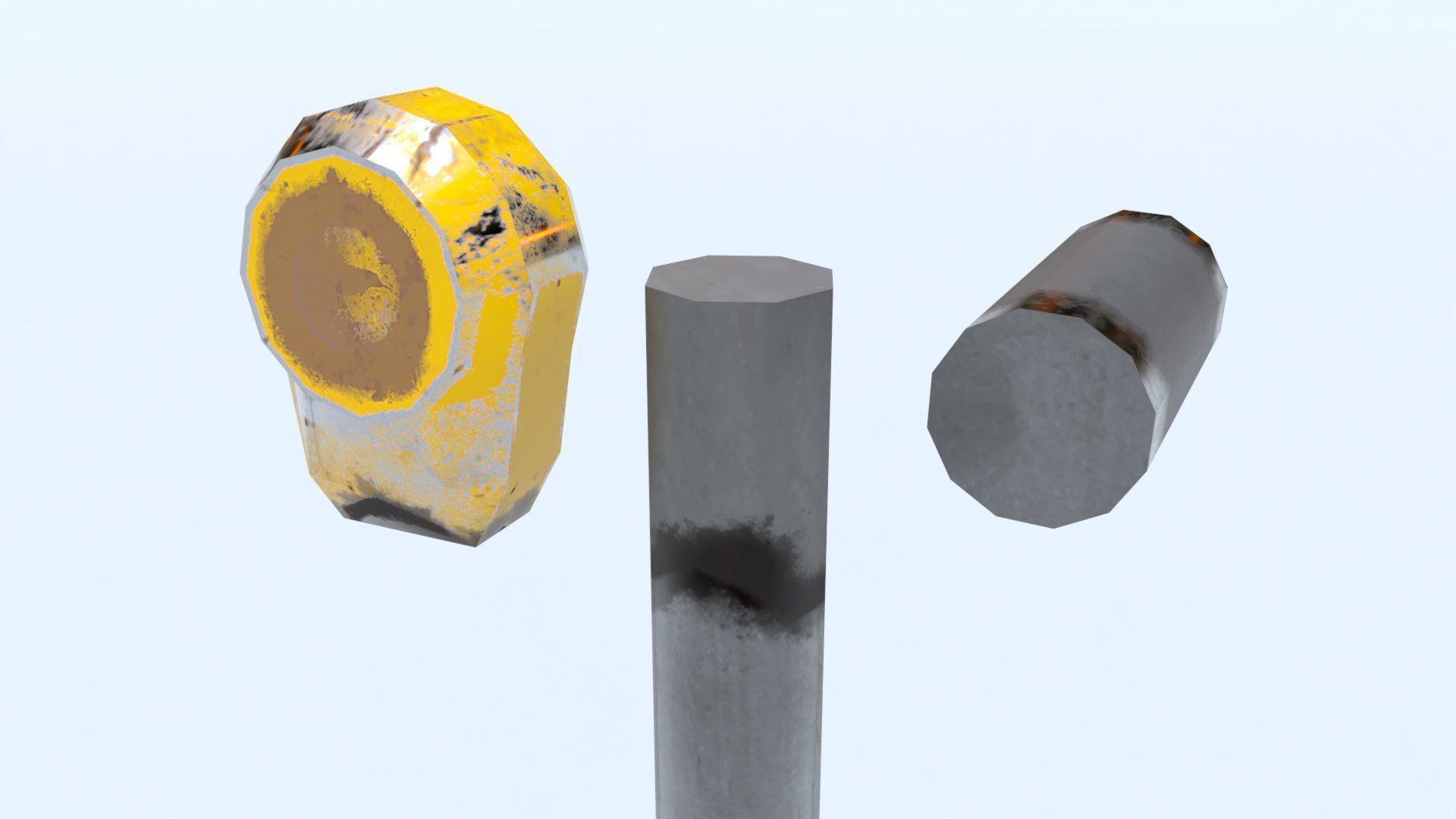 Rigged Hydraulic Cylinder Piston Low-poly 3D model_14