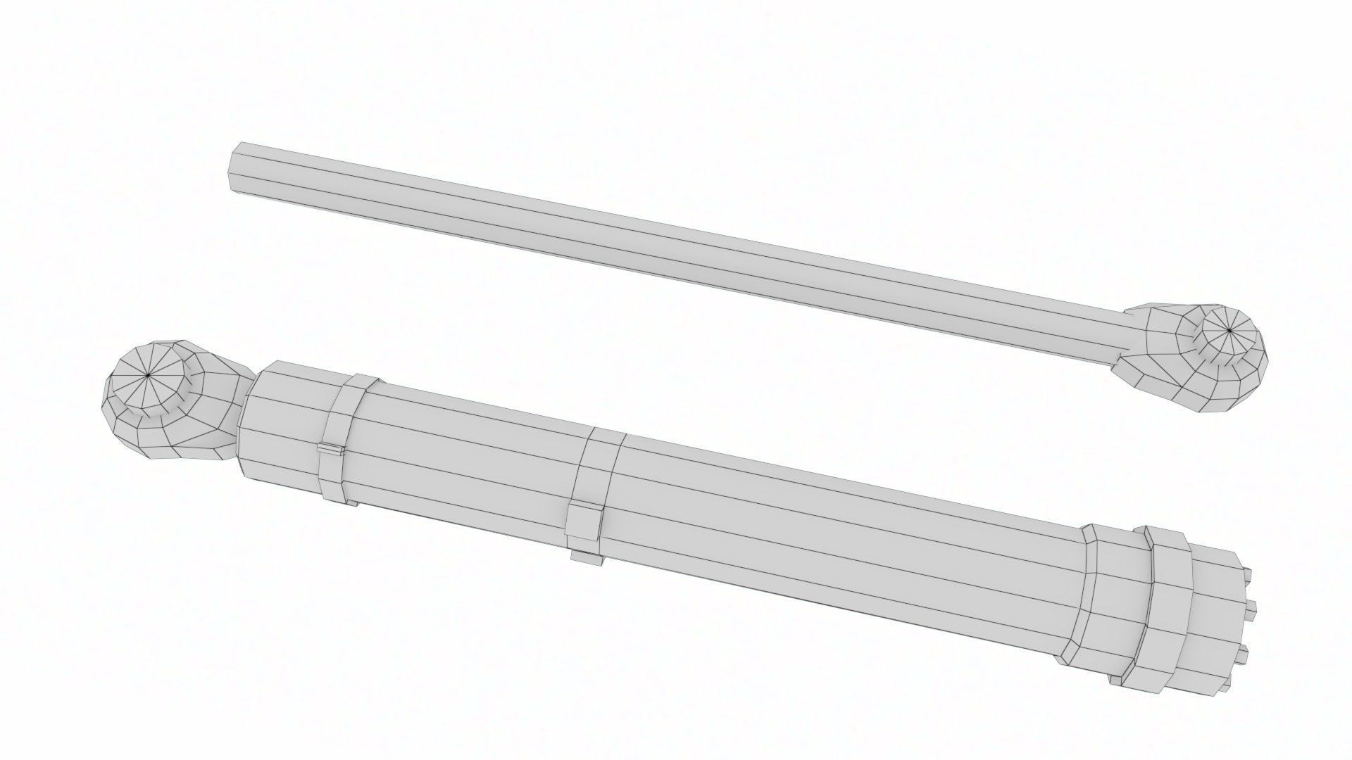 Rigged Hydraulic Cylinder Piston Low-poly 3D model_29