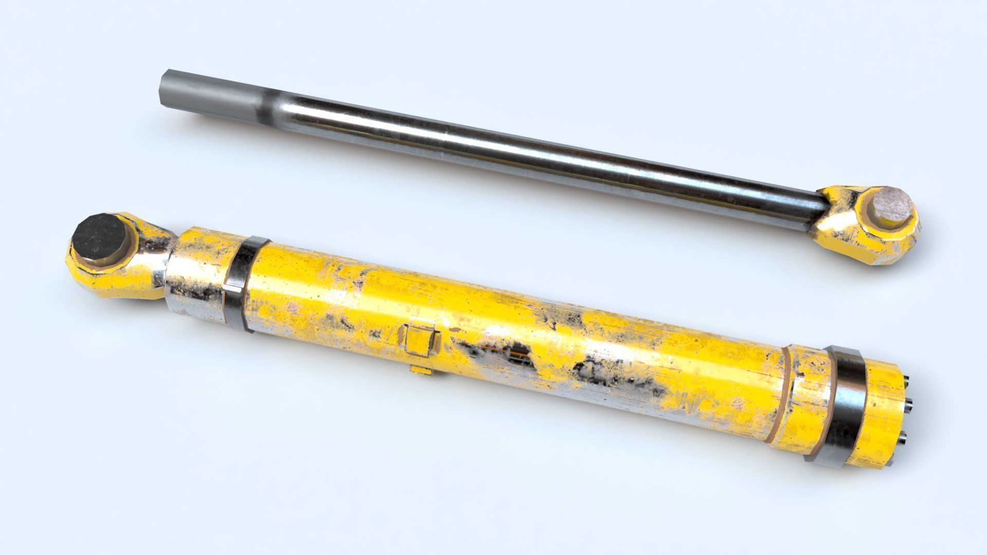 Rigged Hydraulic Cylinder Piston Low-poly 3D model_4